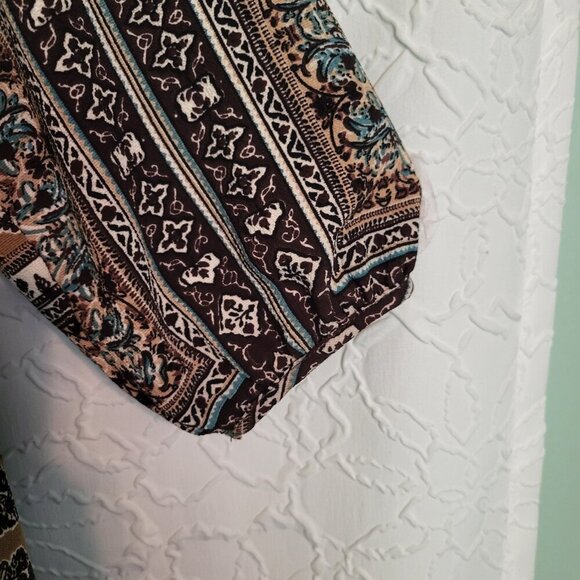 Hayden Los Angeles Multicolor Patchwork Hi Low Boho Peasant Top Size Medium - Picture 4 of 8